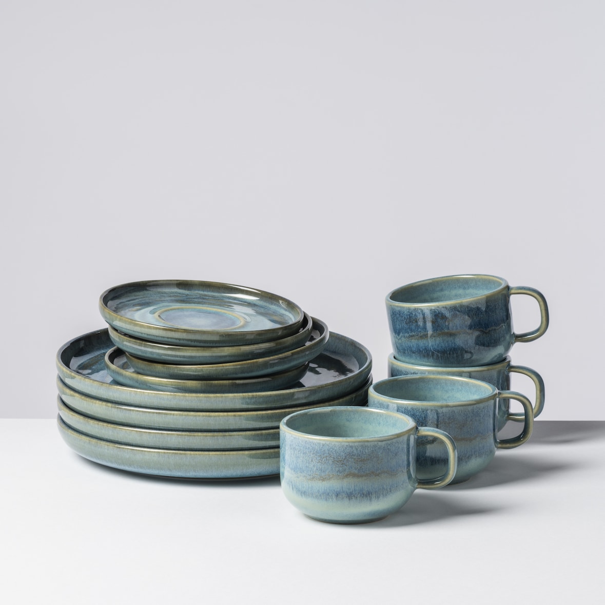 Gipfelstück Kaffeeservice 12-tlg für 4 Personen BLAU/GRÜN, postsicher, Serie TIEFER SEE