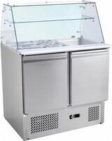 thumbnail of Gastro Kühltisch Saladette Edelstahl | Glasaufsatz | 213 L | 2 Türen | Kühltheke