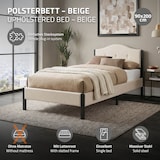 thumbnail of ML-Design Polsterbett 90x200 cm Beige, Einzelbett mit stabilem Bettgestell, Bettrahmen mit gepolstertes Kopfteil & Lattenrost, Modernes Jugendbett
