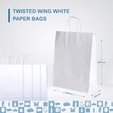 thumbnail of 100 Weiße Papiertüten mit Henkeln 42X14X50cm - Tasche für Einkäufe, Geschenke, Hochzeiten