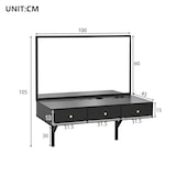 thumbnail of Schminktisch 100x45x105 cm Schwarz mit Spiegel, 3 Schubladen und integrierter Steckdose für Schlafzimmer