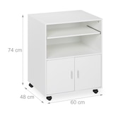 thumbnail of Relaxdays Rollcontainer mit 2 Fächern & Tastaturauszug, Druckertisch mit Rollen, HBT: 74 x 60 x 48 cm, Büroschrank, weiß