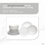 thumbnail of Luzzo® Serviesset Aland 6 persoons Aardewerk - 18-delig met Pastaborden - Mat Wit