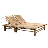 thumbnail of Helloshop26 - Transat chaise longue bain de soleil lit de jardin terrasse meuble d'extérieur pour 2 personnes avec coussins bambou 02_0012899