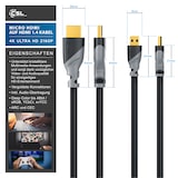 thumbnail of CSL HDMI Typ D (Micro) 2.0 zu HDMI Typ A Kabel, 4K, Ethernet, Ultra HD 2160p (3840 × 2160 Pixel) - 3m