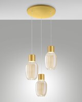 thumbnail of Lapo LED-Pendelleuchte Ø350 mm 36 W 3900 lm 3000 K dimmbar, Metall und cognacfarbenes Borosilikatglas, Schutzklasse 1 - 3768-47-365