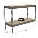 thumbnail of PROREGAL Schwerlastregal MINI WOOD YETI TWO | HxBxT 90x150x60cm | Fachlast 400kg | Grau | Regal Standregal Werkstattregal Lagerregal