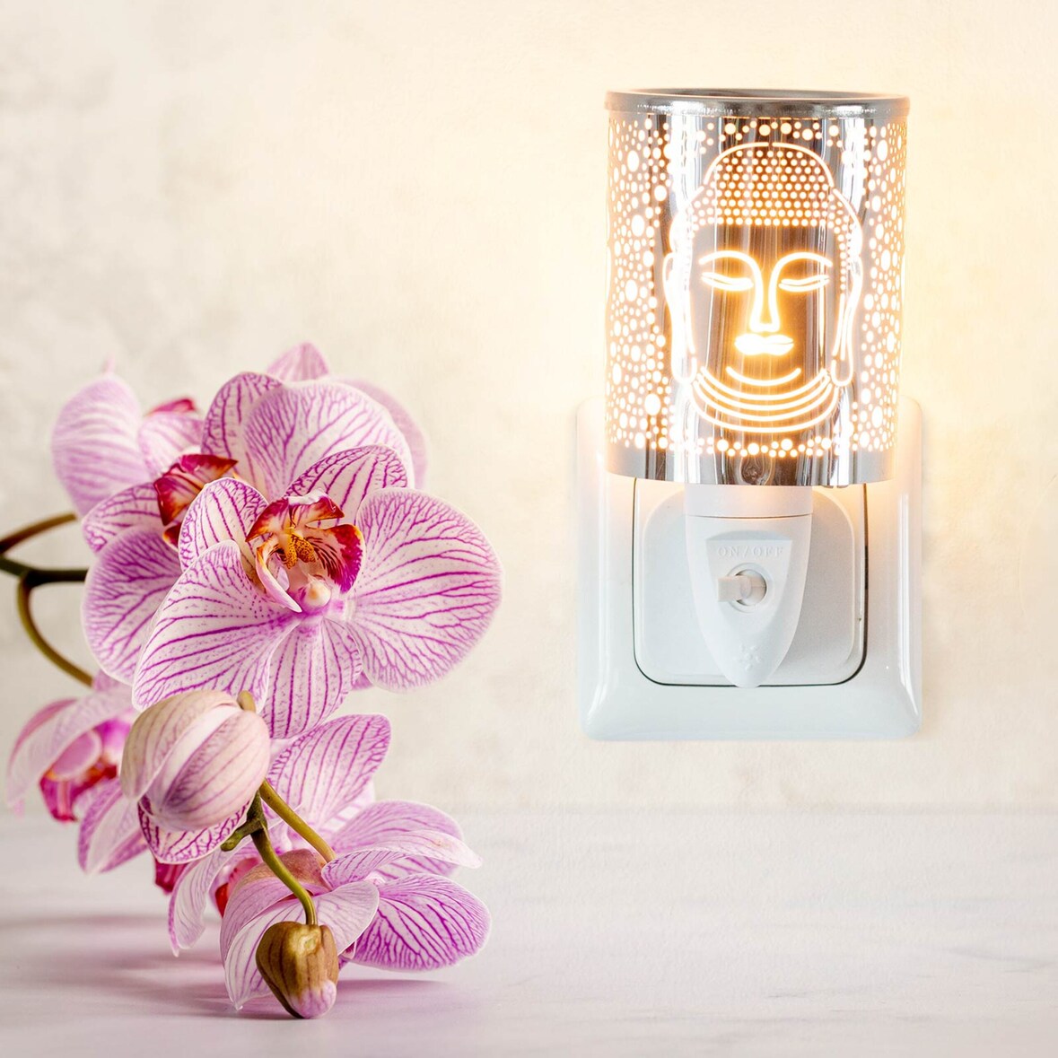 Candle Brothers Duftlampe Nachtlicht Spirit, Aromalampe, Duroplast & Eisen, HxB: 14x7 cm, für Duftwachse, Weiß/Silber