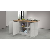 thumbnail of Dmora Kücheninsel Dcarnelo, Mehrzweckschrank, Küchenzeile Schrank, Zusätzlicher Tisch, 155 x 90 x 90 cm, glänzendes Weiß und Eiche