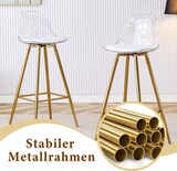 thumbnail of 2er-Set Barhocker aus Metall und Kunststoff in Gold/Transparent, mit Rückenlehne, Fußstütze und rutschfesten Bodenschonern