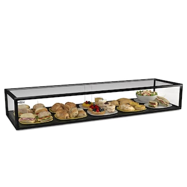 MBH - Vetrina espositiva neutra professionale Snack 120 cm vetri dritti. Espositore neutro da banco porta brioches per bar e pasticceria.