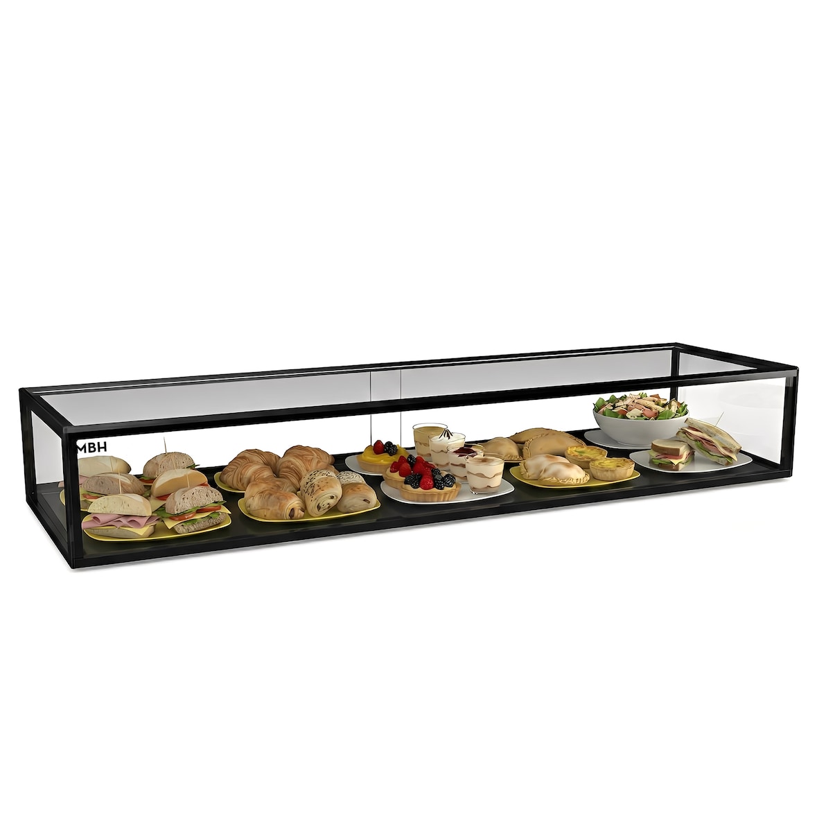 MBH - Neutrale vitrine 120 cm 1 etage voor de horeca. Neutrale glazen vitrine voor gebak en bakkerij.