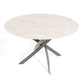 thumbnail of Tavolo da interno Ø120 cm, piano in vetro temperato, gambe in metallo, design elegante per cucina, sala da pranzo - Kasper - Marmo rosa/Tortora