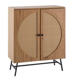 thumbnail of Sideboard 80x103x39 cm Highboard Eiche-Dekor mit Rattan Geflecht Modern, Hoher Kommodenschrank, Standschrank mit 2 Türen, Kommode Anrichte