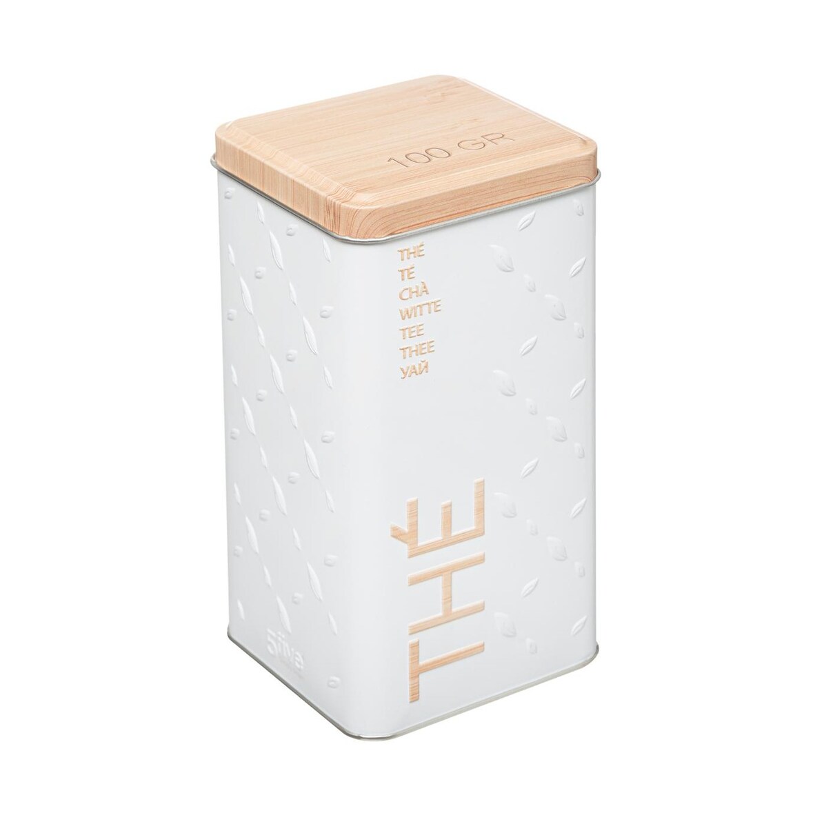 Boîte à thé vrac en métal Blanc déco Relief Beige