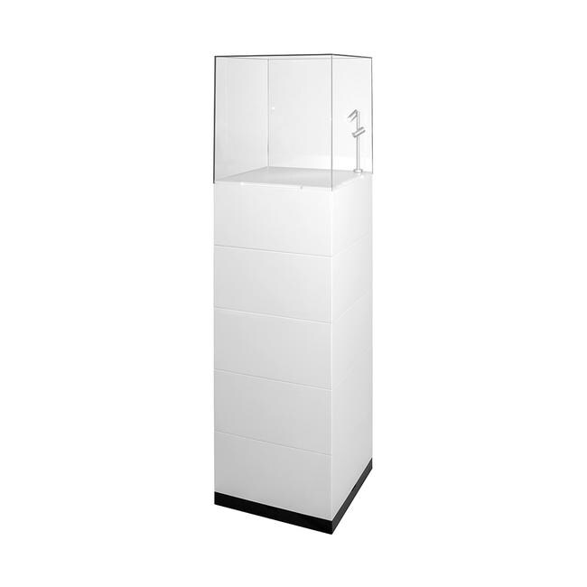 Vitrine-cloche EasyCubes, éclairage compris - blanc - 400 mm - VKF Renzel