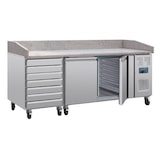 thumbnail of Polar U-serie 2-deurs pizzakoelkast met marmeren blad en 7 lades 428L