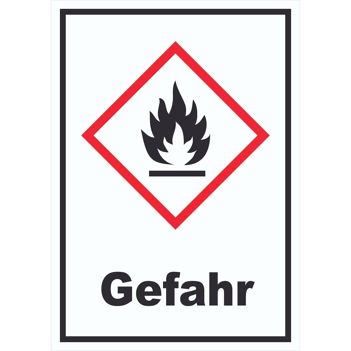 Schild Entzündbare Stoffe Gefahr Flamme hochkant A3 Rückseite selbstklebend