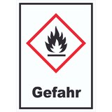 thumbnail of Schild Entzündbare Stoffe Gefahr Flamme hochkant A3 Rückseite selbstklebend
