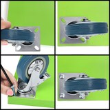 thumbnail of Rodas de borracha maciça COSHANÓ giratórias 360º com placa metálica. capacidade 280kg. (5" / 127 mm 4 peças)