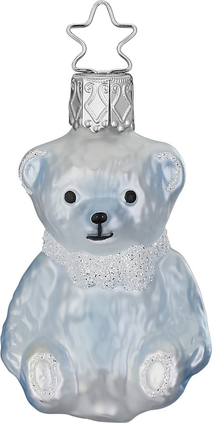Christbaumschmuck 6,5cm Glas Baby Bär Junge Teddybär Weihnachtskugeln hellblau
