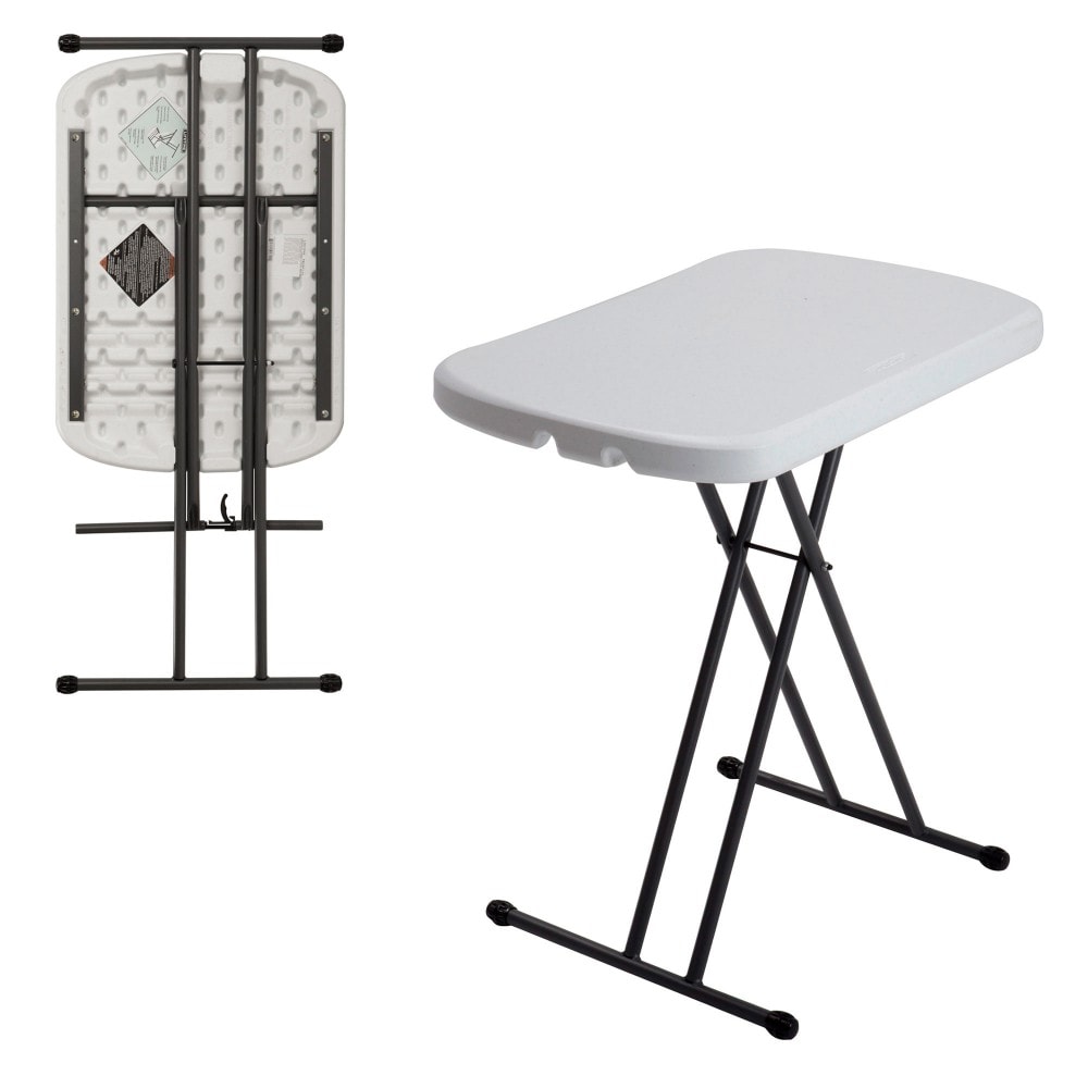 Table pliante rectangulaire ajustable en hauteur - blanc -66 x 46 cm -