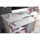 thumbnail of Computertisch GRASSE rollbar Weiß 90 x 71 x 50 cm mit Tastaturauszug, Laptop Tisch auf feststellbaren Rollen, PC-Tisch mit Drucker-Ablage