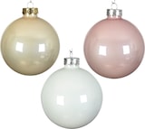 thumbnail of 16 Weihnachtskugeln 8cm Glas Anhänger Weihnachtsbaumkugeln weiß rosa champagner