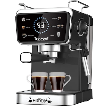 Macchina da Caffè Automatica Techwood TCA-1386EXN, Espresso e Capsule Nespresso® e Compatibili, 20 Bar con Cappuccinatore