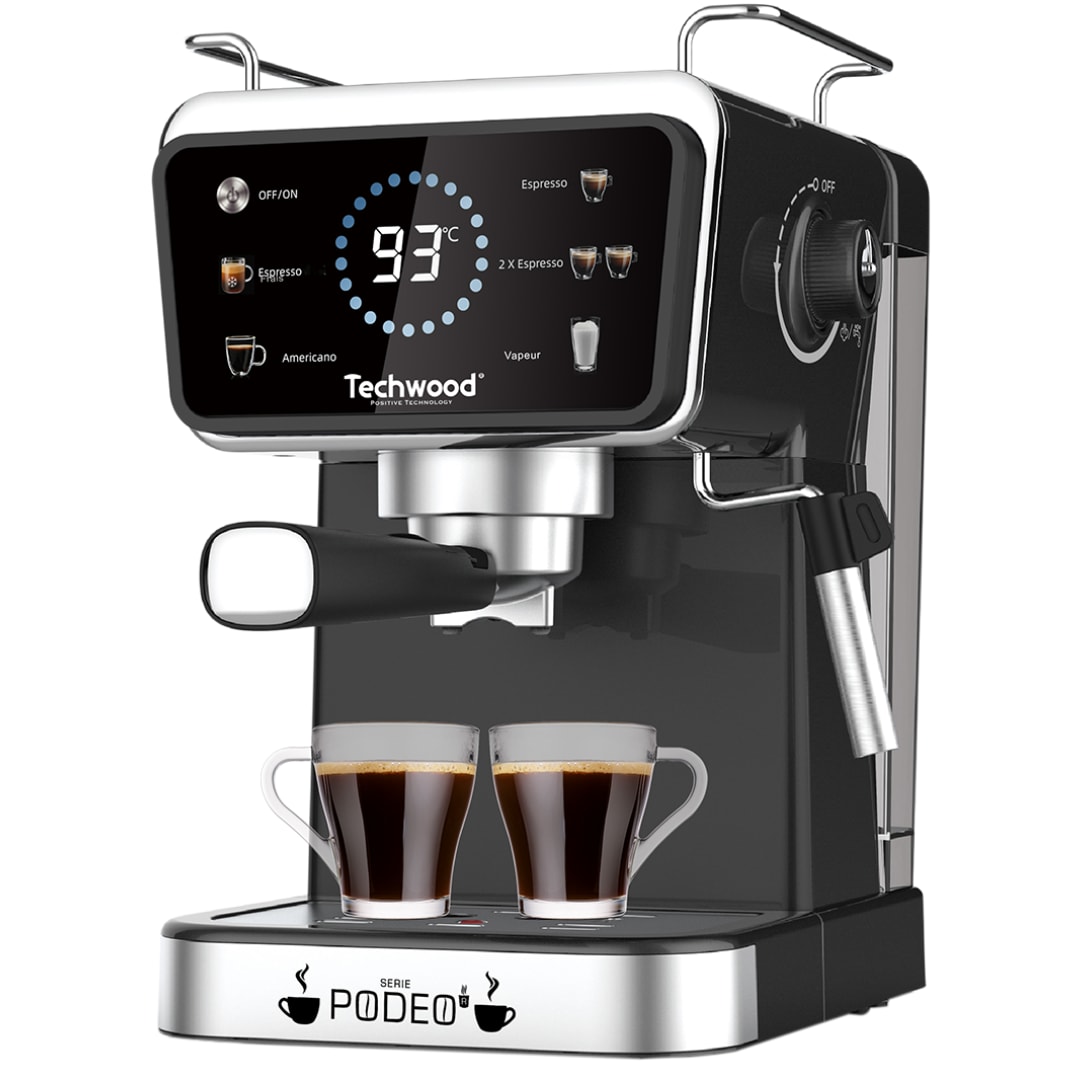 Macchina da Caffè Automatica Techwood TCA-1386EXN, Espresso e Capsule Nespresso® e Compatibili, 20 Bar con Cappuccinatore