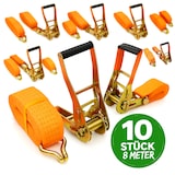 thumbnail of 10x Spanngurte mit Ratsche Zurrgurt 8m 5000kg 5to 2-tlg. 50mm TÜV/GS