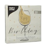 thumbnail of 360 Servietten, 3-lagig 1/4-Falz 33 cm x 33 cm hellgrau Happy Birthday