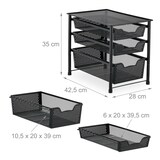 thumbnail of Relaxdays Schubladenregal, stapelbarer Büro Organizer, 3 Ausziehkörbe, Metall, Küche, Bad, HBT: 35x28x42,5 cm, schwarz