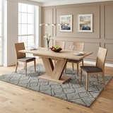 thumbnail of Merax Ausziehbarer Esstisch 140–180x80 cm, für 4–6 Personen, rechteckig, Tischplatte verlängerbar, V-förmige Beine, Esszimmertisch in Eichenoptik