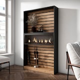thumbnail of Libreria scaffale, Scaffali in legno a ripiani, 110x25x186cm, Soggiorno - Ufficio, Camino elettrico, Stile moderno, Rovere e nero _ 71_2