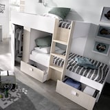 thumbnail of Dmora Letto per bambini Cevedale, Cameretta completa con armadio e cassetti, 271x111h150 cm, Bianco e Rovere