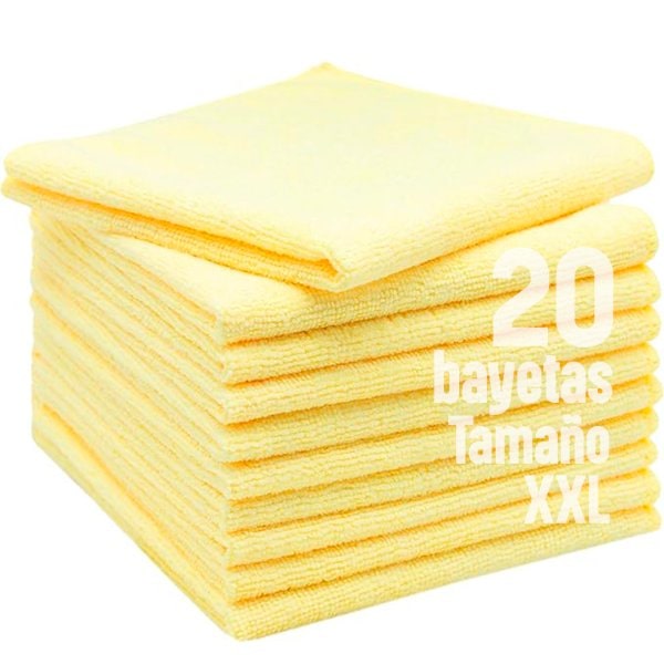 Bayetas de microfibra PLUS XXL 40x40 cm amarilla. Caja 20 uds