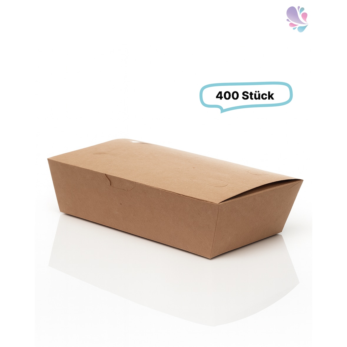 Meal-Box 800ml 400 Stk, to go, take away, biologisch abbaubar, natürliches Design, weiße Innenschicht
