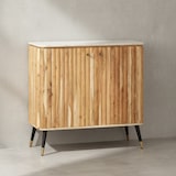 thumbnail of Hausbar Akazie Massivholz 95x90x41 cm Weinbar Echter Marmor, Kleine Bar Modern, Barschrank mit Türen und Weinregal, Spirituosenschrank mit