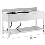 thumbnail of Royal Catering Fregadero - 2 cubas - acero inoxidable - 160 x 60 cm -