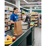 thumbnail of Papiertüten klein, 200 Stück Papiertaschen, Papiertragetaschen braun, 32 x16 x 39 cm, flacher Henkel, umweltfreundlich