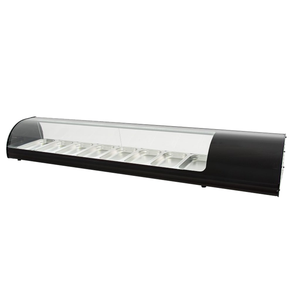 Gekoelde tapasvitrine met 4 gn 1/3 gebogen glas - 1810x400x285 mm - 160 W 230/1V - 13C82184 Eurast