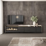 thumbnail of TV-Schrank, Lowboard, 315x61x35 cm, Für TV-Geräte bis zu 80", Elektrokamin XXL, Industriedesign, LED, Schwarz Eiche