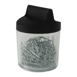 thumbnail of 100x Büroklammernspender schwarz mit Magnet rund gefüllt mit 125 Büroklammern 26mm