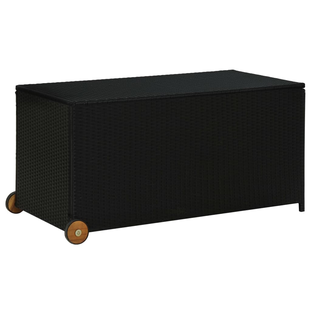 Helloshop26 - Caja de almacenamiento para jardín 120 x 65 x 61 cm resina tejida negra 02_0013110