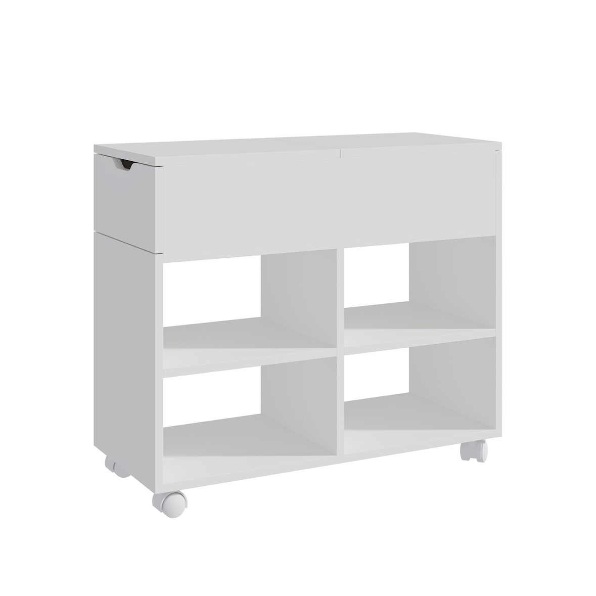 Relaxdays Rollcontainer, 5 Fächer, Schublade, HxBxT: 61 x 70 x 30 cm, offen, schmaler Aktenschrank auf Rollen, weiß