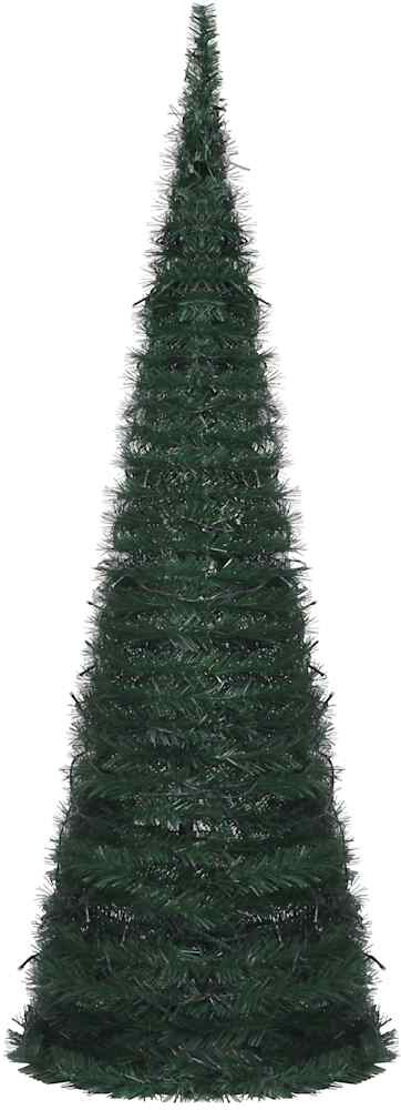 Ein grüner, künstlicher Weihnachtsbaum.
