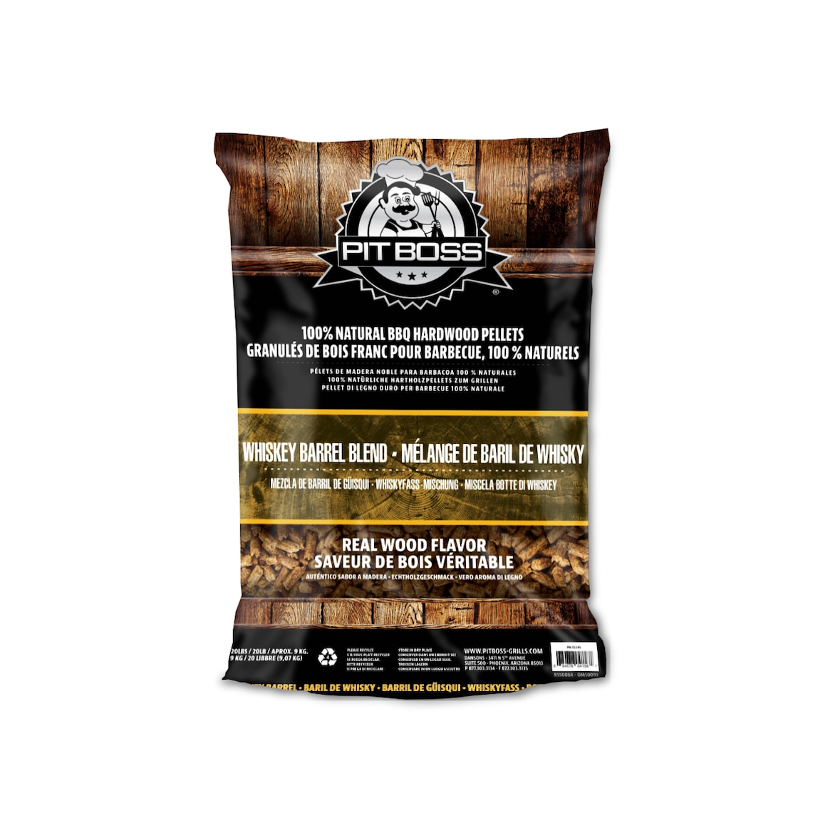 Sac de Pellets en Bois de Chêne 9 kg Granulés de Bois Whisky pour Cuisson Extérieure Barbecue Fumoir Four à pizza PIT BOSS