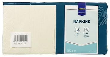 METRO Professional Guardanapos, 24 x 24 cm, 3 camadas, 1/4 dobra, champagne, 250 unidades