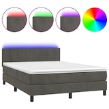 thumbnail of Décoshop26 - Cadre de lit LED avec sommier tête de lit matelas surmatelas 140x190 cm tissu velours gris foncé TDL0207714